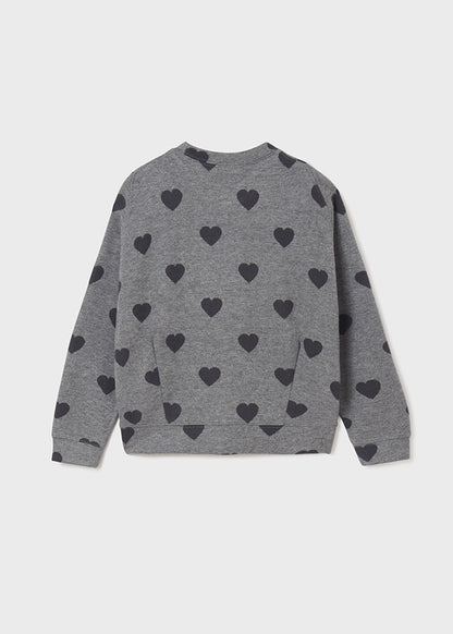 Sudadera con corazones para chica MAYORAL Ref. 12/7474/37 Acero vig