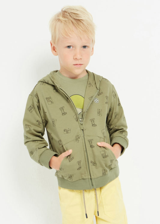 Sudadera estampada con capucha y cremallera para niño KIWI SKU 3454