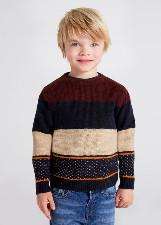 Suéter con rayas bloque para niño Ciruela SKU-4384