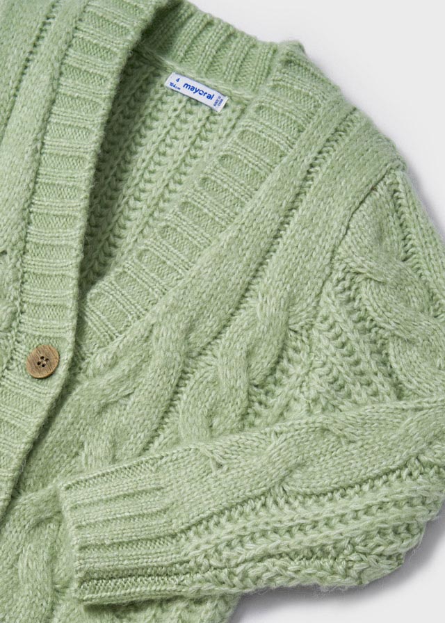 Suéter de tricot con trenzas para niña ECOFRIENDS Art. 12-04310-092 Aloe
