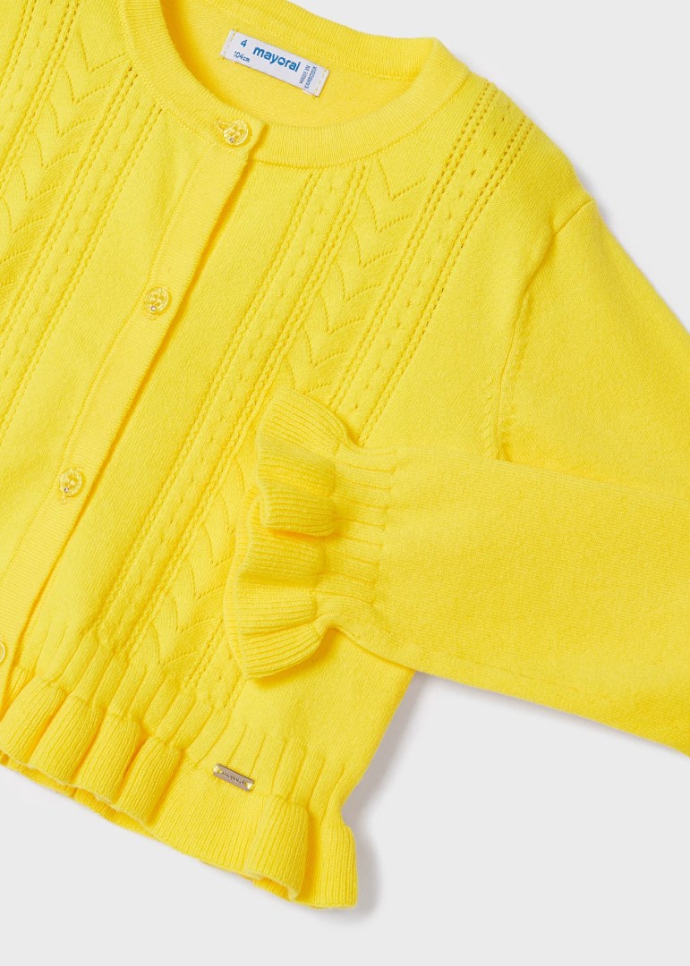 Torera de tricot con calados de algodón sostenible para niña Art. 23-03345-Mimosa