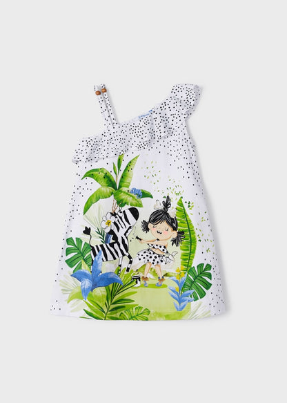 Vestido asimétrico de algodón sostenible para niña Art. 23-03935-010 Blanco