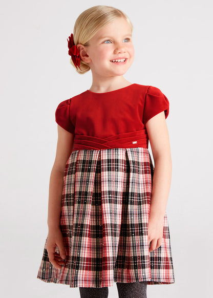 Vestido combinado cuadros para niña MAYORAL Ref. 4956/10 Rojo