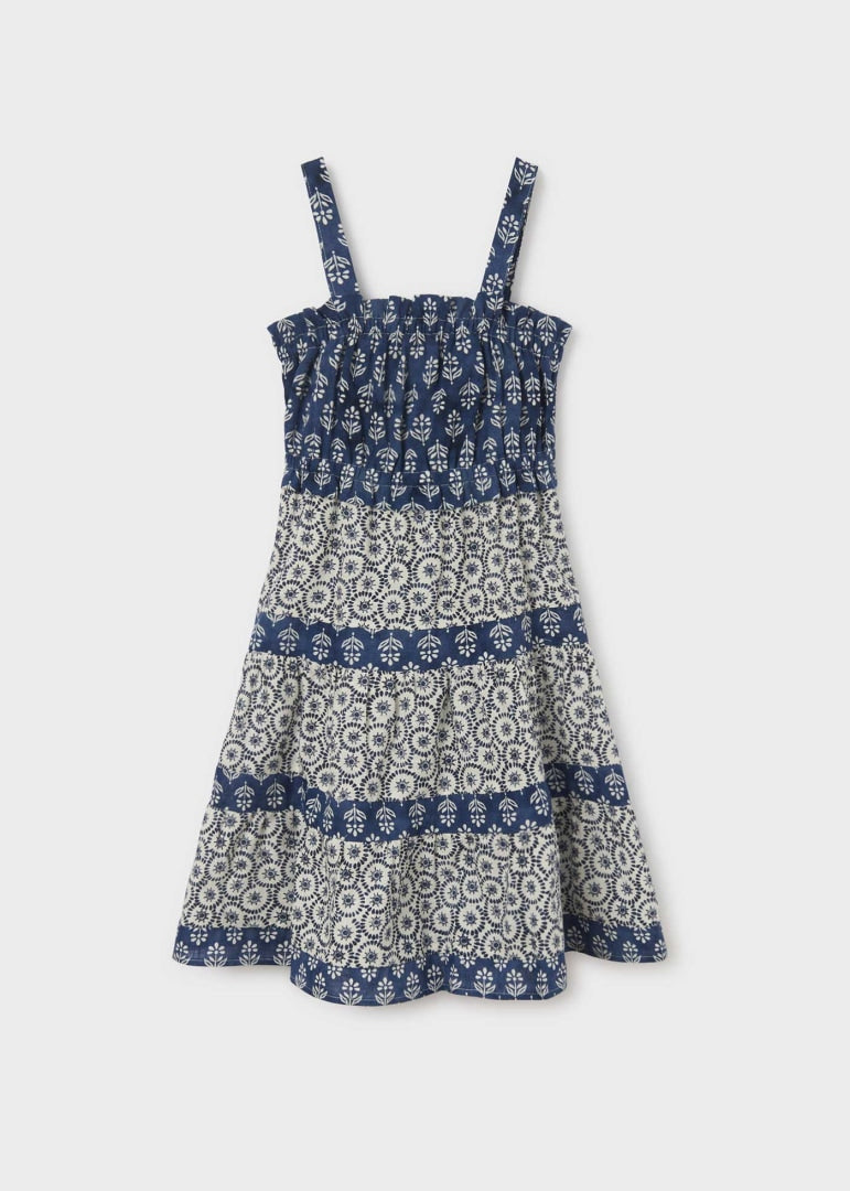 Vestido combinado estampado de algodón para chica MAYORAL Ref. 23/6926/25 Blue