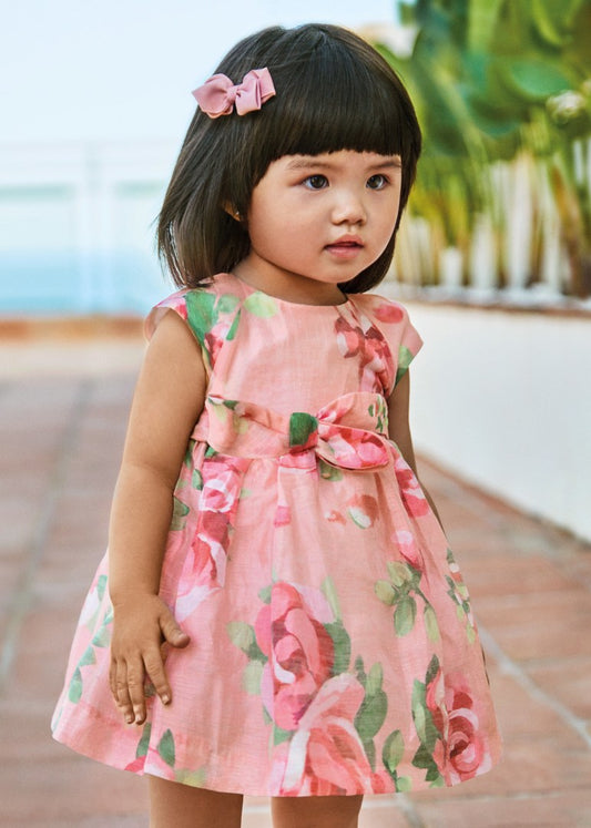 Vestido con estampado floral de lino para bebé Art. 23-01951-064 Rosado