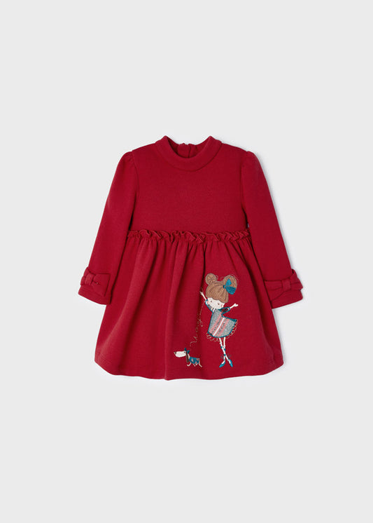 Vestido con estampado para bebé con perro Rojo SKU-2943