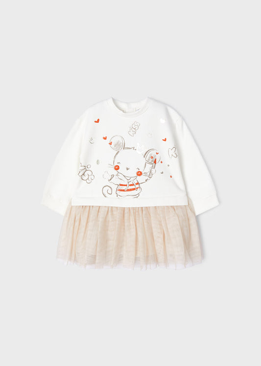 Vestido con estampado y falda de tul para bebé Vison SKU-2962