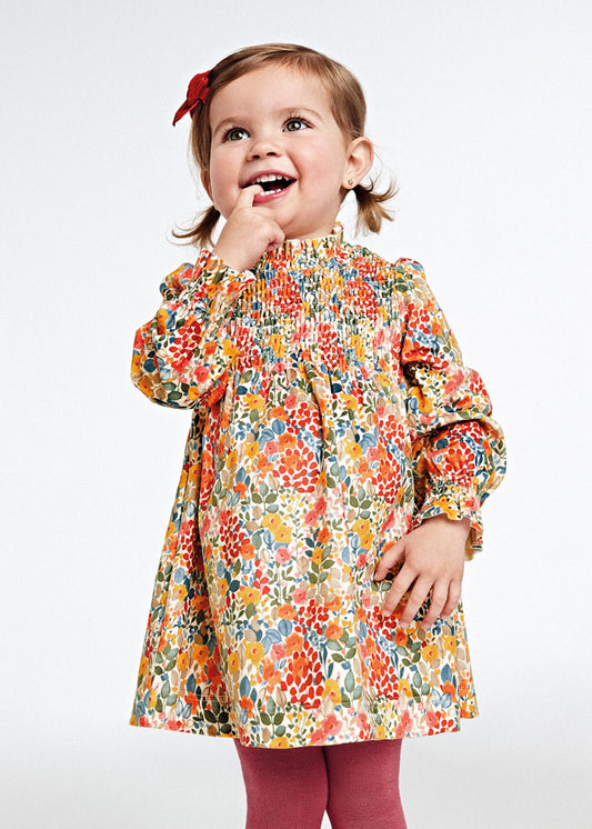 Vestido de punto estampado para bebé Naranja SKU-2958