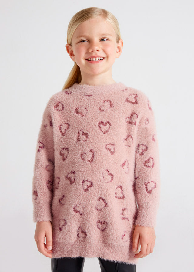 Vestido de tricotosa con corazones para niña Art. 12-04969-094 Rosado